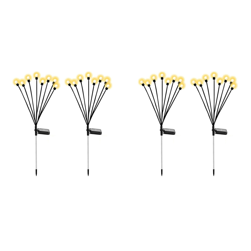 Semoic White Solar Garden Lights, Upgraded 8Led Firefly Lights Solar Outdoor Waterproof, Swaying Lights Decoration, Warm 4Pcs