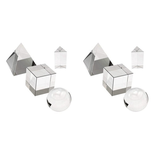8 Pack K9 Optical Crystal Photography Prism Set,Include 55mm ,50mm Square and Triangular Prism, 60mm Optical Pyramid