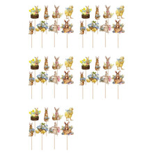 40 Pièces Mignon Poussin Lapin Oeuf Style Cupcake Topper Festival de Pâques Fête D'Anniversaire Bébé Douche Décorations