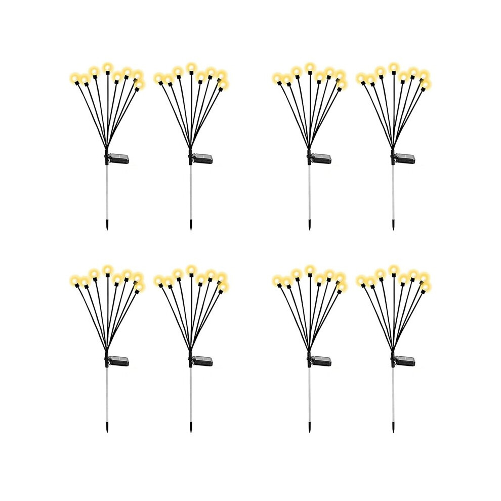 Semoic White Solar Garden Lights, Upgraded 8Led Firefly Lights Solar Outdoor Waterproof, Swaying Lights Decoration, Warm 8Pcs