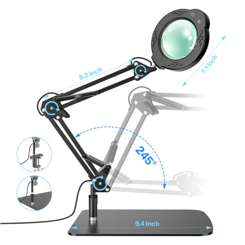 Lampe loupe flexible avec base en fer ferme, excellente pour les 2