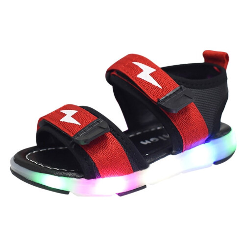 Boys LED Light-Up Beach Sandals Red Size 22 2