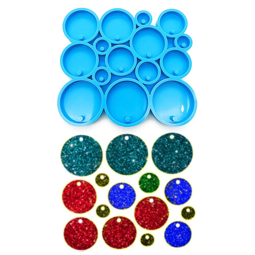 Silicone Keychain Mold Round Glossy with Hole 1