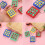 Tic Tac Toe Keychain Set Plastic Pendant 16 pcs 8