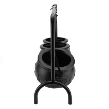 Witch Cauldron Set with 3 Plastic Candy Bowls on Rack Halloween Party Decoration