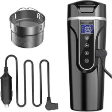 Car Kettle, 12v/24v Car Electric Kettle Heated Water Cup Compitiabe with Car/truck/travel, Portable Car Electric Kettle with Lcd Display Made Of 304 S