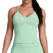 Women’s Longline Strappy Sports Bra Workout Top with-Green S