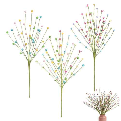 Artificial Spring Berry Stem Pastel Easter Pick with Beads 1