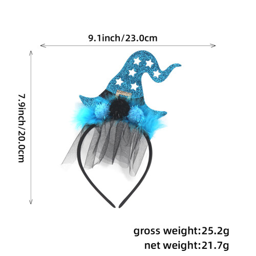 (Blue) Halloween Witch Hat Headband for Cosplay