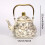Enamel Teapot Gold Handle Pear Shape Dragonfly Floral 3