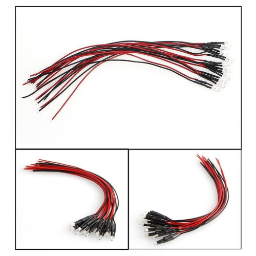 10 τεμάχια λάμπα LED 20cm3mm/5mm με καλώδιο, προ-καλωδιωμένη δίοδος εκπομπής DC 2