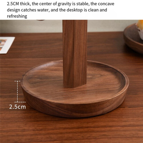 Wooden Mug Holder, 6-Hook Coffee Cup and Teacup Holder, Kitchen Storage with Stable Base
