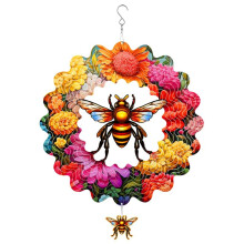 Molinillo de Viento para Exteriores,Campanillas Viento con Diseño de Abejas en Flor, Molinillos de Viento Colgantes con Diseño de Mandala para