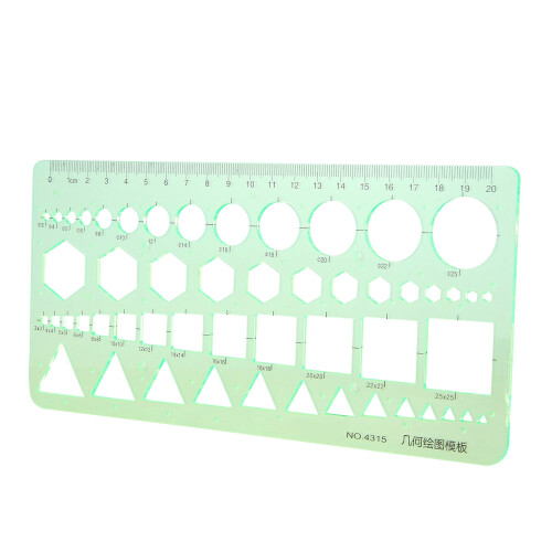 Green Plastic Geometric Template Ruler 0-20 cm 2