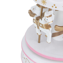Karussell Musikdose Merry GO Round Geschenk – Weiß/Rosa, 18x10,8 cm
