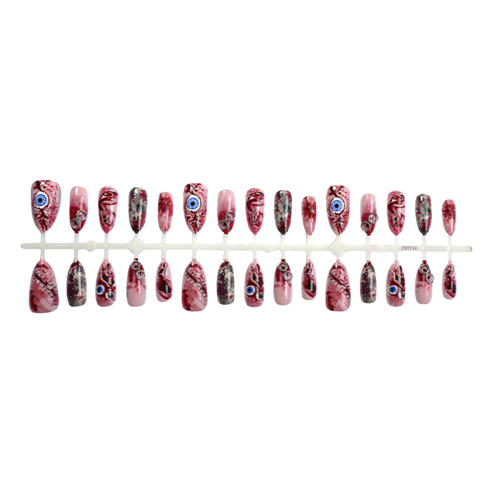 Dcph-Clothing Halloween False Nails 30Pcs, Blood Print, Resin, No Pressure