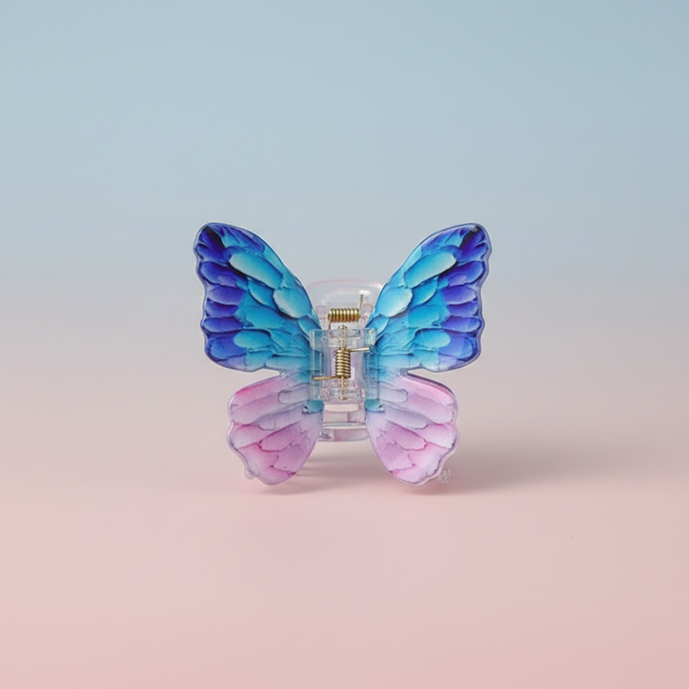 Roc-Electron Blue/Pink ( Butterfly) Women\'S Butterfly Hair Claw - Acrylic Bun Clip