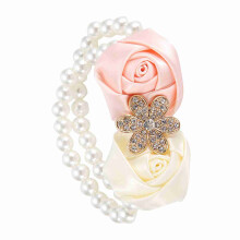 2pcs Ivory White Pink Flower Wrist Corsage Set for Bridesmaid & Wedding