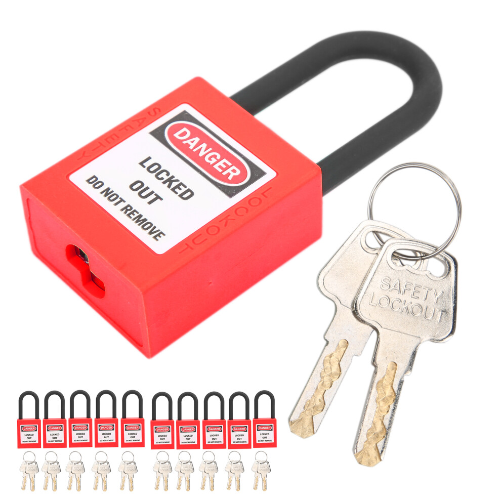 38Mm Nylon Lockout Lock For Industrial Security, Red 3091390831678