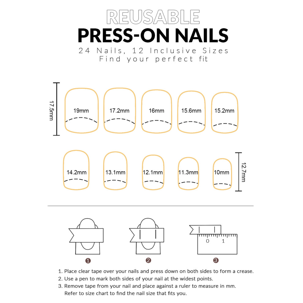 Roc-Electron Ghost Print Pink & Black Fake Nails - Party & Daily Wear
