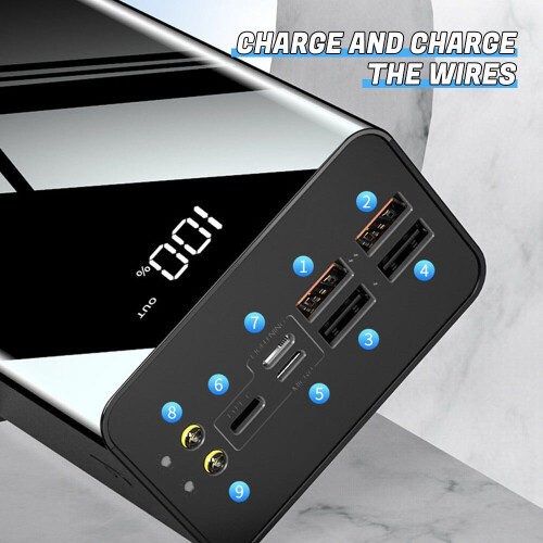 Φορητή φορητή μπαταρία LCD LED4USB 30000mAh με γρήγορη φόρτιση εξωτερικής μπαταρίας 1