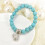 Turquoise Bead Elephant Bracelet Silver Tone 3