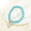 Turquoise Bead Elephant Bracelet Silver Tone 5