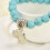 Turquoise Bead Elephant Bracelet Silver Tone 7