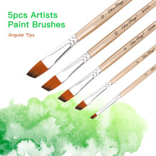 5pcs Artist Paint Brush Set Nylon Hair Wooden Handle Assorted Sizes