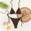 Bikini da donna a due pezzi, modello triangolo con allacciatura laterale e laccetti laterali. 5