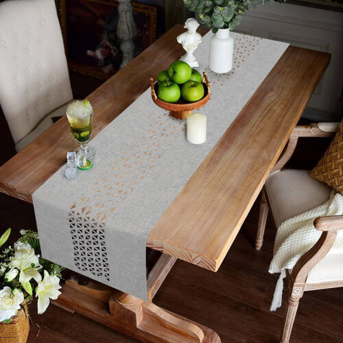 BAZIOE Linen Table Runner - Modern Grey Washable Table Decoration 35x183cm 2