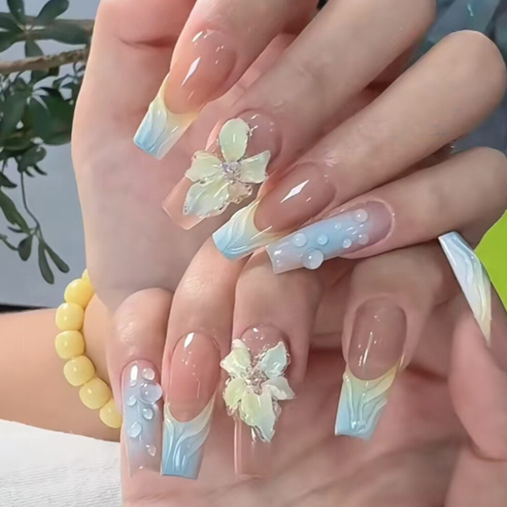 Roc-Electron Gradient Press-On Nails, Long Lasting & Waterproof