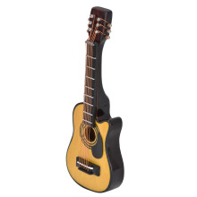 Dollhouse Miniature Wooden Guitar 1/12 Scale Folk Style Doll Accessories
