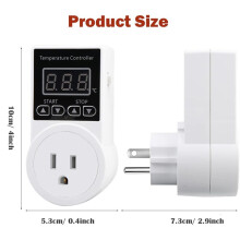 Digital Thermostat Plug Socket, LCD Screen Temperature Controller with Waterproof Sensor Probe for Reptile Home US Plug
