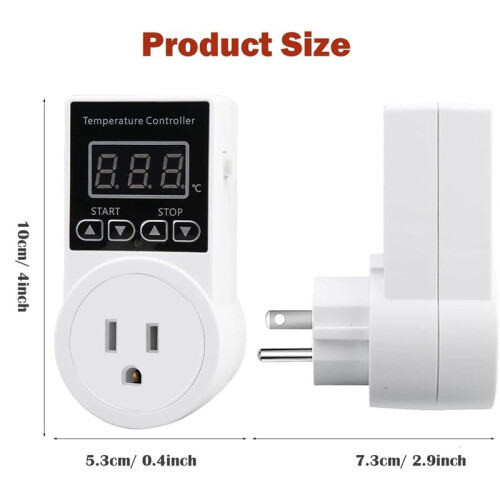 Digital Thermostat Plug Socket, LCD Screen Temperature Controller with Waterproof Sensor Probe for Reptile Home US Plug