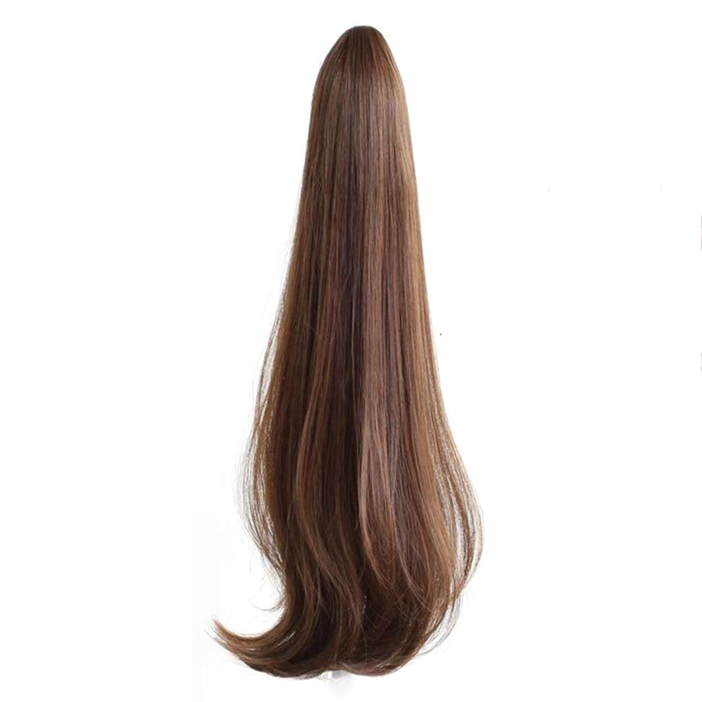 Roc-Electron (Light Brown, Grab Clip) Women\'S Clip-In Curly Ponytail Hairpiece