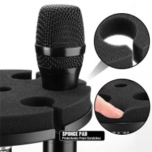 Multi-Microfoonhouder Ronde Lade Microfoonhouder voor Maximaal 6 Microfoons voor Organizer en Display Bedrade en Draadloze Microfoonhouder