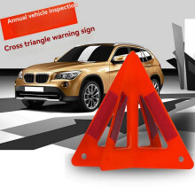 4X Portable Car Auto Reflective Traffic Warning Sign Triangle Foldable Solid Standing Tripod Road Emergency Standby