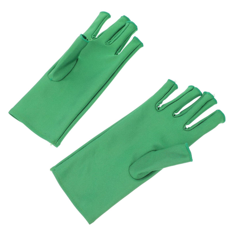 Green Uv Protection Manicure Gloves Fingerless Spandex For Gel Nails Antiuv Breathable