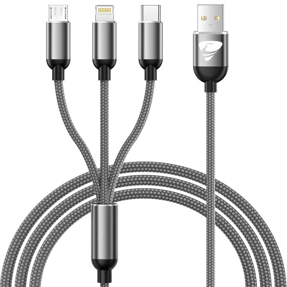 Multi Charger Cable, 3 In 1 Fast Charging Cable [1.2M] 3A Nylon Braided Multiple Charger Cable With Micro Usb 098766252115