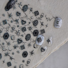 Nail Art Stickers Silver 3D SelfAdhesive Decals with Stars Hearts Moons Metallic for DIY Manicure