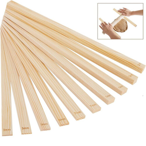 20 Pcs Pottery Teaching Rolling Mud Stick Guide Set, 5 Size Mudboard Guide Wooden Strips, Pottery Tool Clay Tools 2