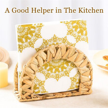 2 Pack Rattan Napkin Holder for Table, Woven Water Hyacinth Napkin Holders for Restaurant Kitchen Dining Table Decor