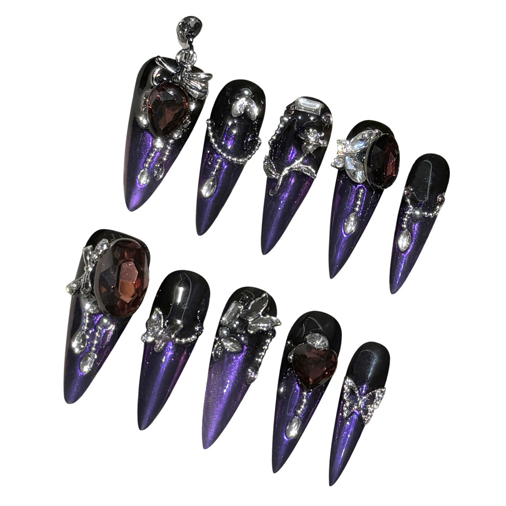 Reach-Tools (M) Rhinestone Press-On Nails For Women, Long Lasting