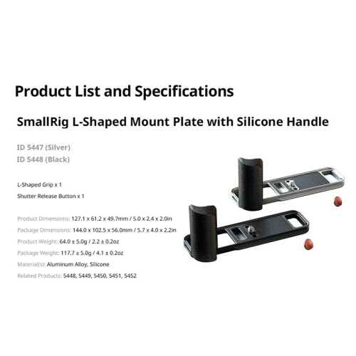 For X-E5 L-Shaped Mount Plate with Silicone Handle for  X-E5 Camera with Shutter Release Button A