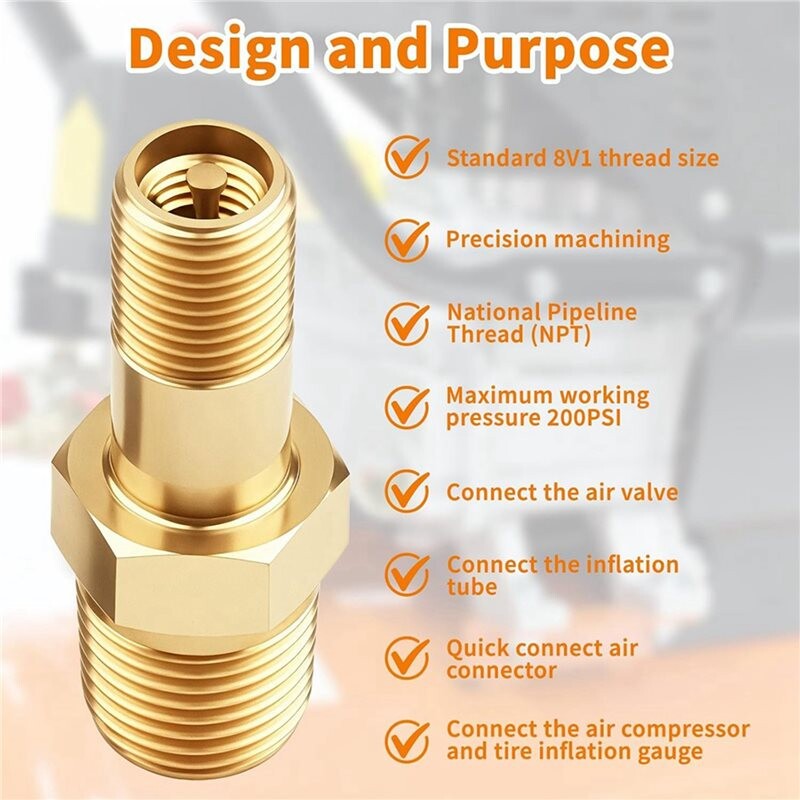 8 Set Gold 1/8 Schrader Valve, Metal 1/8 Tank Valve, Brass Pipe with ...
