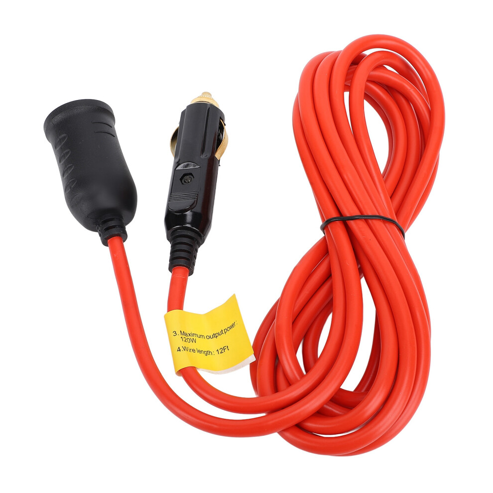 12V 24V Cigarette Lighter Extension Cord 11.8Ft 18Awg 120W 15A Car Power Plug 8761390839329