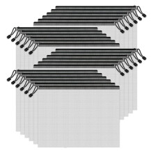 Mesh Zipper Bags,24 Clear Zipper Pockets,A4 Letter Size, Zipper Folder Organizer Storage Bags for School,Office Supplies