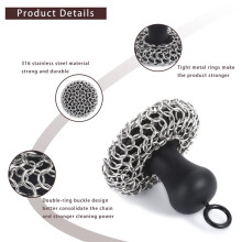 2X Cast Iron Chainmail Scrubber + Pan Scraper, Stainless Steel Skillet Cleaner, Scraper Tool for Cast Iron Pans Black