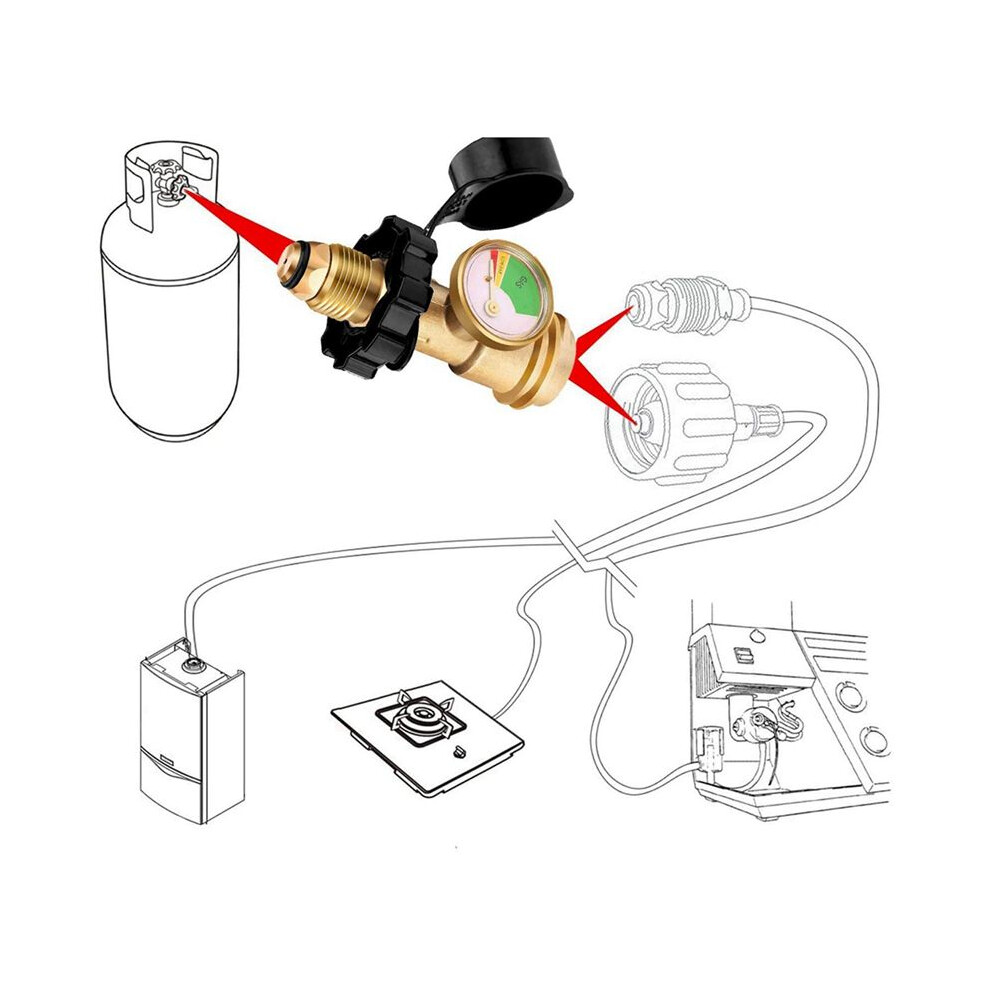 2X Propane Tank Adapter With Gauge Converts Qcc1/Type 1 Propane Tank Gauge Level Indicator For Rv Campe, Cylinder 6031119560257